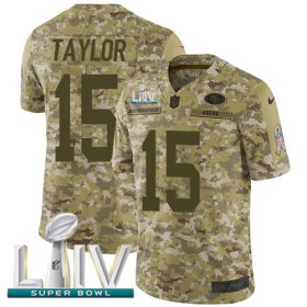 Wholesale Cheap Nike 49ers #15 Trent Taylor Camo Super Bowl LIV 2020 Men\'s Stitched NFL Limited 2018 Salute To Service Jersey