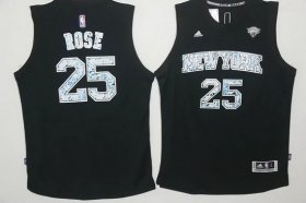 Wholesale Cheap Men\'s New York Knicks #25 Derrick Rose Black Diamond Stitched NBA Adidas Revolution 30 Swingman Jersey