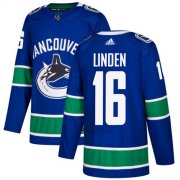 Wholesale Cheap Adidas Canucks #16 Trevor Linden Blue Home Authentic Youth Stitched NHL Jersey