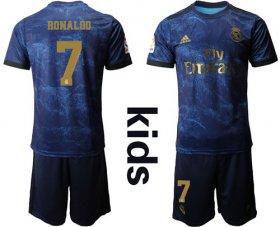 Wholesale Cheap Real Madrid #7 Ronaldo Away Kid Soccer Club Jersey