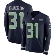 Wholesale Cheap Nike Seahawks #31 Kam Chancellor Steel Blue Team Color Men's Stitched NFL Limited Therma Long Sleeve Jersey