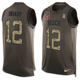 Wholesale Cheap Nike Buccaneers #12 Tom Brady Green Men\'s Stitched NFL Limited Salute To Service Tank Top Jersey