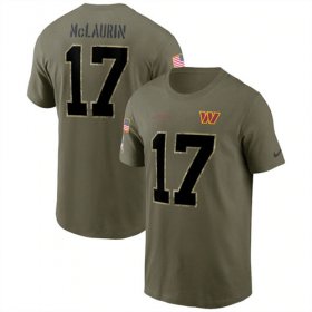 Wholesale Cheap Men\'s Washington Commanders #17 Terry McLaurin 2022 Olive Salute to Service T-Shirt