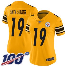 Wholesale Cheap Nike Steelers #19 JuJu Smith-Schuster Gold Women\'s Stitched NFL Limited Inverted Legend 100th Season Jersey