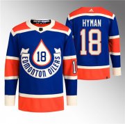 Cheap Men's Edmonton Oilers #18 Zach Hyman 2023 Royal Heritage Classic Primegreen Stitched Jersey