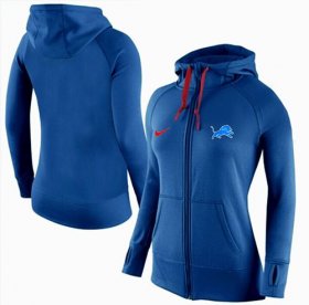 Wholesale Cheap Women\'s Nike Detroit Lions Full-Zip Performance Hoodie Blue