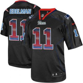 Wholesale Cheap Nike Patriots #11 Julian Edelman Lights Out Black Men\'s Stitched NFL Elite Strobe Jersey