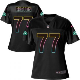 Wholesale Cheap Nike Jets #77 Mekhi Becton Black Women\'s NFL Fashion Game Jersey
