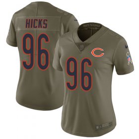 Wholesale Cheap Nike Bears #96 Akiem Hicks Olive Women\'s Stitched NFL Limited 2017 Salute to Service Jersey