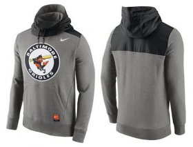 Wholesale Cheap Men\'s Baltimore Orioles Nike Gray Cooperstown Collection Hybrid Pullover Hoodie