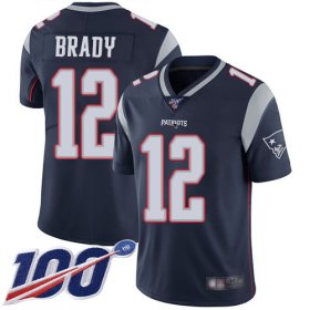 Wholesale Cheap Nike Patriots #12 Tom Brady Navy Blue Team Color Men\'s Stitched NFL 100th Season Vapor Limited Jersey