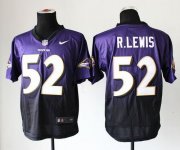 Wholesale Cheap Nike Ravens #52 Ray Lewis Purple/Black Men's Stitched NFL Elite Fadeaway Fashion Jersey