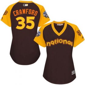 Wholesale Cheap Giants #35 Brandon Crawford Brown 2016 All-Star National League Women\'s Stitched MLB Jersey