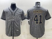 Wholesale Cheap Men's New Orleans Saints #41 Alvin Kamara Gray With Patch Cool Base Stitched Baseball Jersey