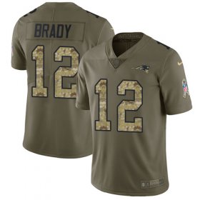 Wholesale Cheap Nike Patriots #12 Tom Brady Olive/Camo Men\'s Stitched NFL Limited 2017 Salute To Service Jersey