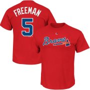 Wholesale Cheap Atlanta Braves #5 Freddie Freeman Majestic Official Name and Number T-Shirt Red