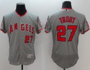 Wholesale Cheap Angels of Anaheim #27 Mike Trout Grey Flexbase Authentic Collection Stitched MLB Jersey