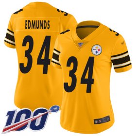 Wholesale Cheap Nike Steelers #34 Terrell Edmunds Gold Women\'s Stitched NFL Limited Inverted Legend 100th Season Jersey