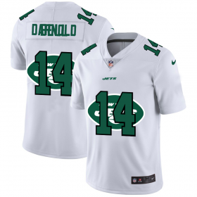 Wholesale Cheap New York Jets #14 Sam Darnold White Men\'s Nike Team Logo Dual Overlap Limited NFL Jersey