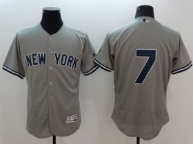 Wholesale Cheap Yankees #7 Mickey Mantle Grey Flexbase Authentic Collection Stitched MLB Jersey