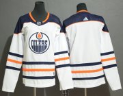 Wholesale Cheap Adidas Oilers Blank White Road Authentic Women's Stitched NHL Jersey