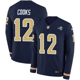 Wholesale Cheap Nike Rams #12 Brandin Cooks Navy Blue Team Color Men\'s Stitched NFL Limited Therma Long Sleeve Jersey