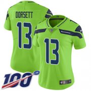 Wholesale Cheap Nike Seahawks #13 Phillip Dorsett Green Women's Stitched NFL Limited Rush 100th Season Jersey