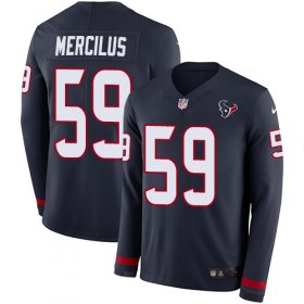 Wholesale Cheap Nike Texans #59 Whitney Mercilus Navy Blue Team Color Men\'s Stitched NFL Limited Therma Long Sleeve Jersey