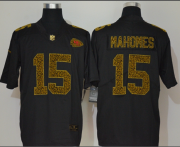 Wholesale Cheap Men's Kansas City Chiefs #15 Patrick Mahomes Black 2020 Nike Flocked Leopard Print Vapor Limited NFL Jersey