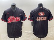 Cheap Mens San Francisco 49ers Black Team Big Logo With Patch Cool Base Stitched Baseball Jerseys