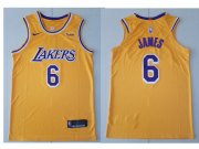 Wholesale Cheap Nike Los Angeles Lakers #6 LeBron James Gold NBA Swingman Icon Edition Jersey