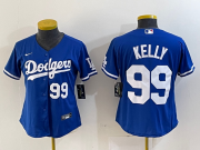 Cheap Women's Los Angeles Dodgers #99 Joe Kelly Number Blue Stitched Cool Base Nike Jerseys