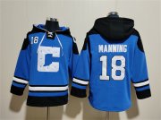 Cheap Men's Indianapolis Colts #18 Peyton Manning Blue Ageless Must-Have Lace-Up Pullover Hoodie