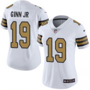 Wholesale Cheap Nike Saints #19 Ted Ginn Jr White Women's Stitched NFL Limited Rush Jersey
