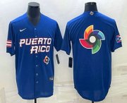 Cheap Men's Puerto Rico Baseball 2023 Royal World Big Logo With Patch Classic Stitched Jersey