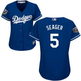 Wholesale Cheap Dodgers #5 Corey Seager Blue Alternate 2018 World Series Women\'s Stitched MLB Jersey