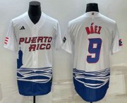 Cheap Men's Puerto Rico Baseball #9 Javier Baez White 2023 World Baseball Classic Stitched Jersey