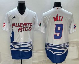 Cheap Men\'s Puerto Rico Baseball #9 Javier Baez White 2023 World Baseball Classic Stitched Jersey
