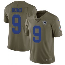 Wholesale Cheap Nike Cowboys #9 Tony Romo Olive Men\'s Stitched NFL Limited 2017 Salute To Service Jersey