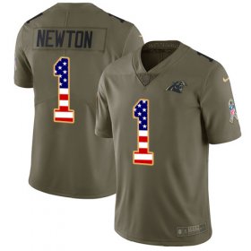 Wholesale Cheap Nike Panthers #1 Cam Newton Olive/USA Flag Men\'s Stitched NFL Limited 2017 Salute To Service Jersey