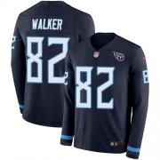 Wholesale Cheap Nike Titans #82 Delanie Walker Navy Blue Team Color Men's Stitched NFL Limited Therma Long Sleeve Jersey
