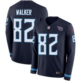 Wholesale Cheap Nike Titans #82 Delanie Walker Navy Blue Team Color Men\'s Stitched NFL Limited Therma Long Sleeve Jersey