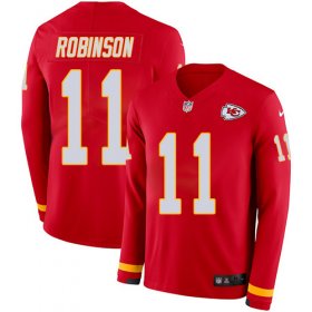 Wholesale Cheap Nike Chiefs #11 Demarcus Robinson Red Team Color Men\'s Stitched NFL Limited Therma Long Sleeve Jersey