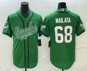 Wholesale Cheap Men's Philadelphia Eagles #68 Jordan Mailata Green Cool Base Stitched Baseball Jersey