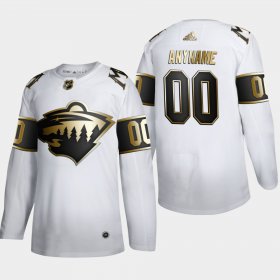 Wholesale Cheap Minnesota Wild Custom Men\'s Adidas White Golden Edition Limited Stitched NHL Jersey