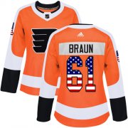 Wholesale Cheap Adidas Flyers #61 Justin Braun Orange Home Authentic USA Flag Women's Stitched NHL Jersey