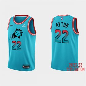 Wholesale Cheap Men\'s Phoenix Suns #22 Deandre Ayton 2022-23 Blue City Edition Stitched Basketball Jersey