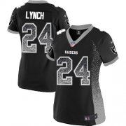 Wholesale Cheap Nike Raiders #24 Marshawn Lynch Black Women's Stitched NFL Elite Drift Fashion Jersey