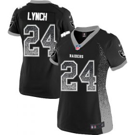 Wholesale Cheap Nike Raiders #24 Marshawn Lynch Black Women\'s Stitched NFL Elite Drift Fashion Jersey