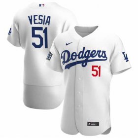 Men\'s Los Angeles Dodgers Alex Vesia #51 White 2020 World Series Champions Jersey